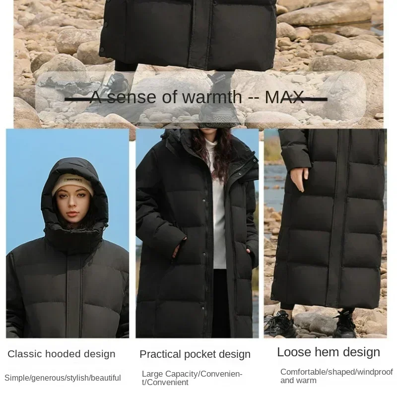 Luz de luxo ganso para baixo jaqueta masculina moda inverno com capuz longo sobre o joelho parka casual à prova de vento masculino para baixo jaqueta