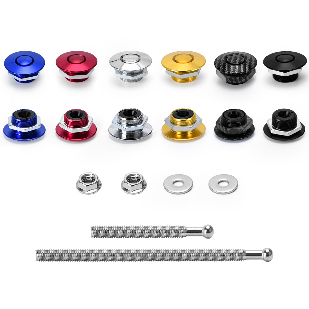 LZONE - 1.25" Universal JDM Style Push Button Billet Hood Pins Lock Clip Kit Car Quick Pins For BMW ec JR-HPL04/05