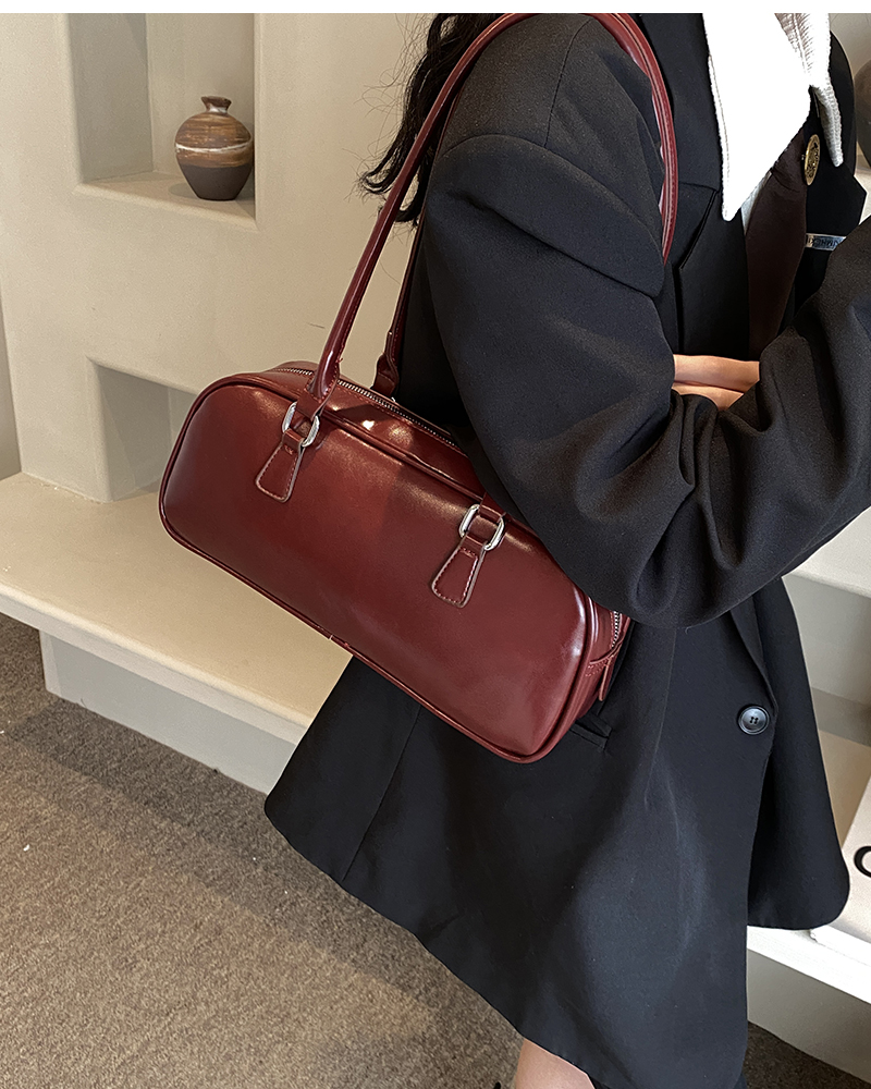 Bolso de piel sintética para mujer, bolsa de hombro Simple y Retro, moda coreana, Primavera, 2024