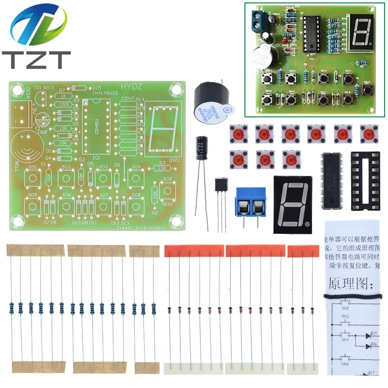 Eight Person Responder Diy Kit 8 Channel Answering Teaching Practice Welding CD4511 8Bit Answer Device Suite Electronic Training