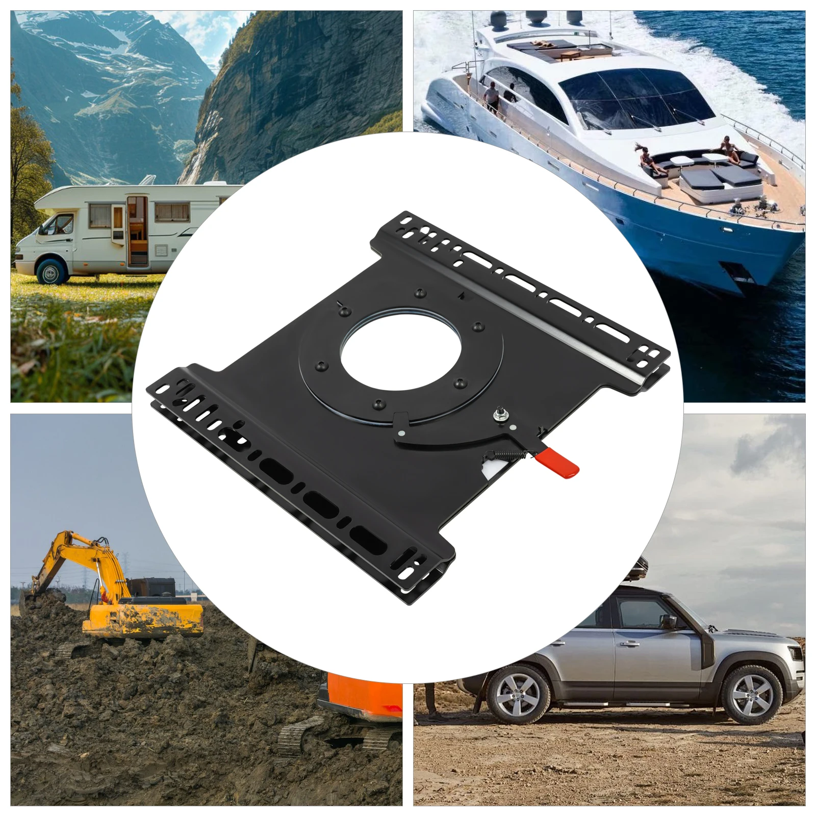 RV T5 T6 Universal-Sitzdrehgestell, 360° °   Drehbare, robuste Drehsitzbasis aus Stahlplatte für Wohnmobil-Camper-Van (46,5 x 46 cm)