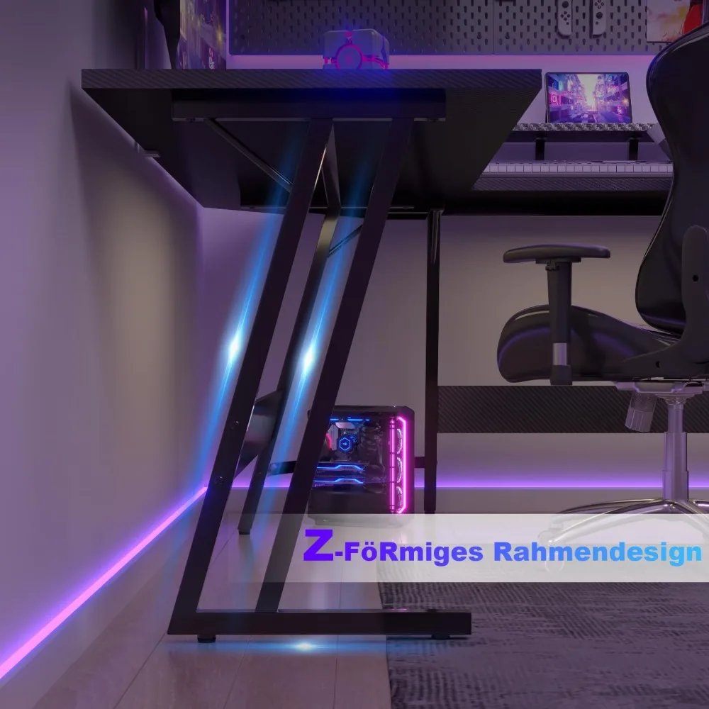 Moderner Computertisch, L-förmiger Gaming-Schreibtisch, großer PC-Eckschreibtisch (120 x 120 cm)