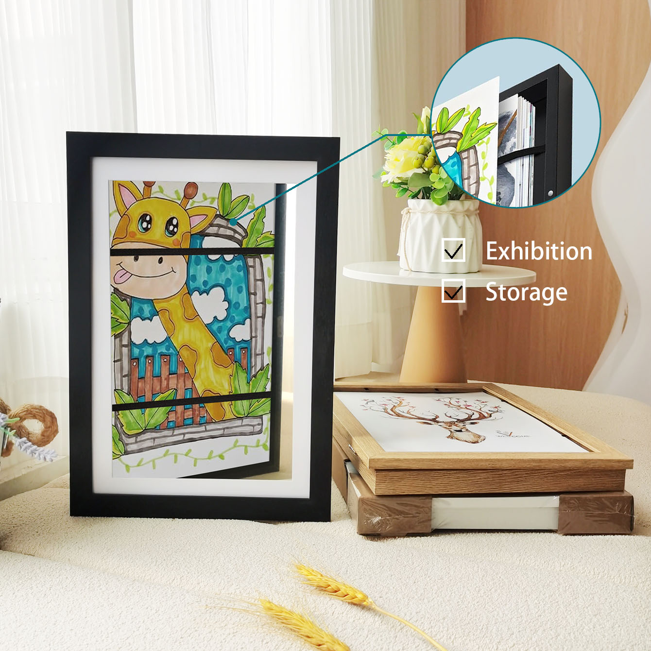 Marcos de arte para niños, marco magnético abierto frontal cambiable para niños, póster, foto, dibujo, pinturas, imágenes, exhibición, decoración del hogar