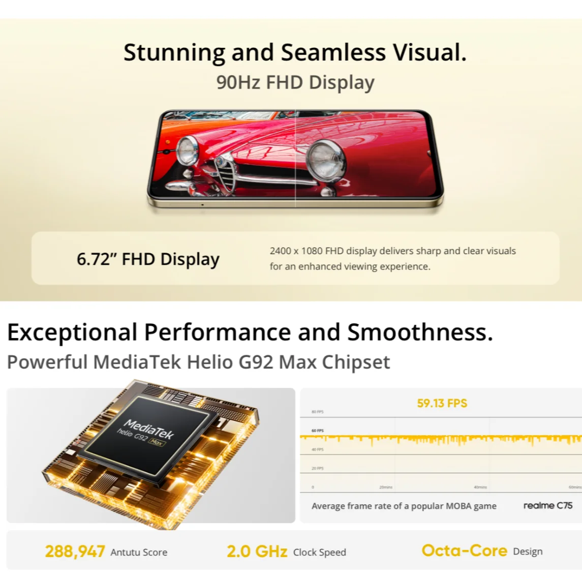 Global Versie realme C75 6.72 ''90Hz FHD Display 50MP AI Camera 5828mAh Batterij 45W Lading IP69 100% Originele Mobiele Telefoon NFC