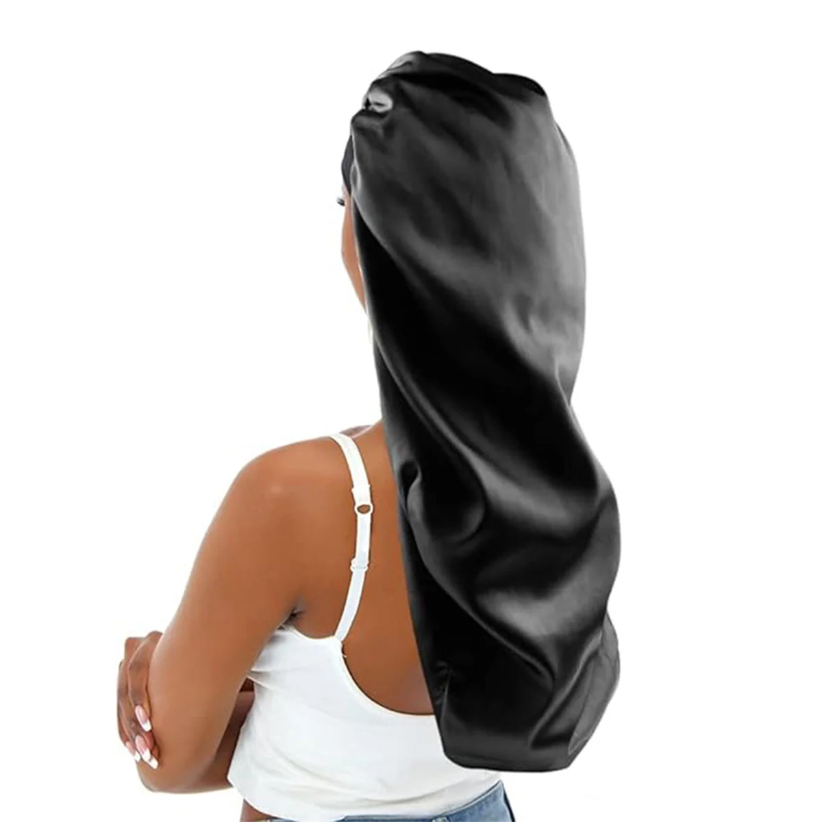 1 touca de dormir sedosa com comprimento opcional para cabelos lisos e cacheados, touca de cabelo extra grande para dreadlocks e tranças, sono de cetim