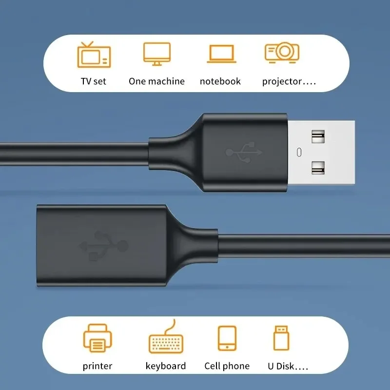 Cabo de extensão usb 2.0 cabo de extensão macho para fêmea cabo de dados adequado para pc tv usb cabo de disco rígido móvel