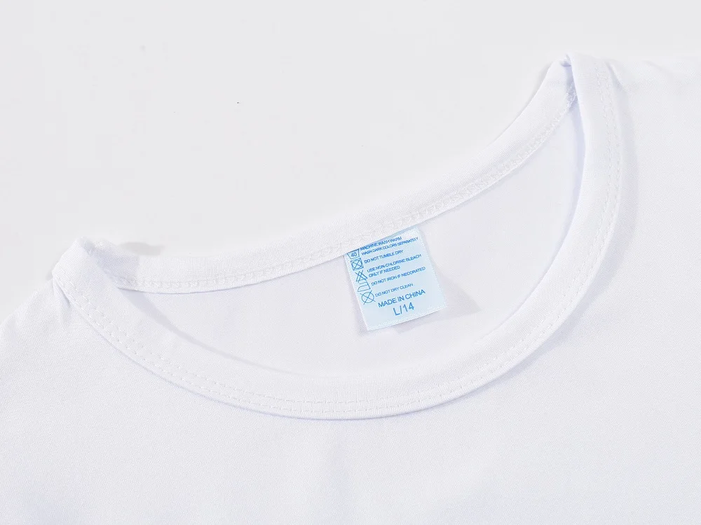 Miễn Phí Vận Chuyển Đồng Bằng Polyester Trắng Solf Cảm Ứng Thuốc Nhuộm Thăng Hoa Tẩy Trống Trẻ Em Áo Với Chất Liệu Cotton Tạo Cảm Giác Cho Thăng Hoa In
