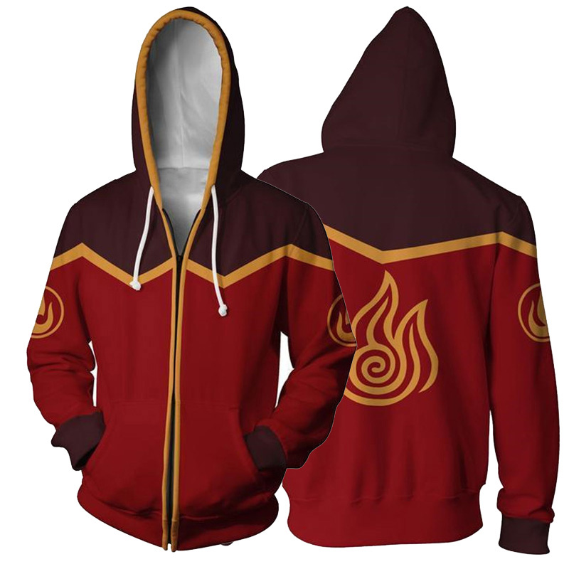 애니메이션 아바타 마지막 Airbender 3D 인쇄 후드 남성 여성 패션 스웨터 지퍼 까마귀 코스프레 Tracksuits 남자 자켓 코트