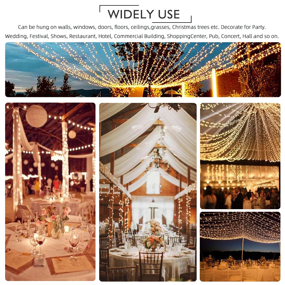 คริสต์มาสไฟ 5M 10M 20M 30M 50M 100M LED String Fairy Light 8 โหมดคริสต์มาสไฟสําหรับงานแต่งงานวันหยุดไฟ