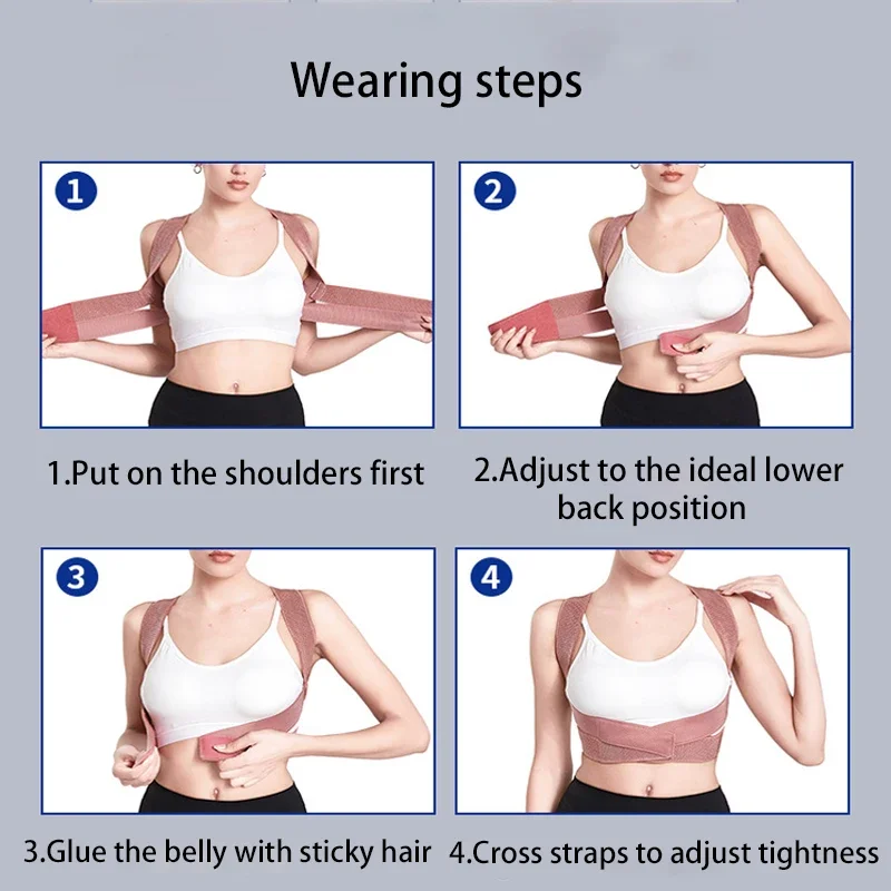 Corretor corcunda para adultos, correção de postura invisível com alças, cintura dobrada, peito e pescoço, ferramenta de correção de inclinação para frente