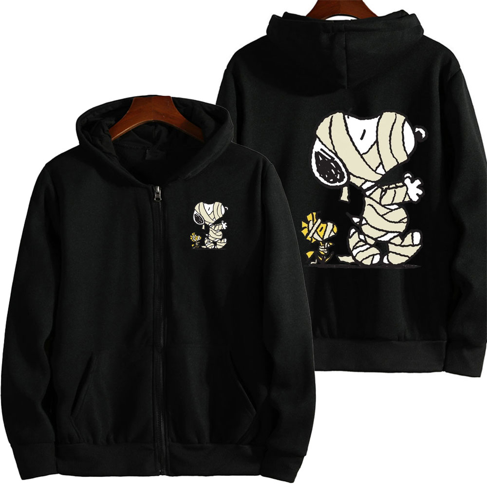 Snoopy herido dibujos animados Anime hombres cremallera Sudadera con capucha primavera otoño moda mujer sudadera 2024 nuevo estilo coreano pareja chaqueta abrigo