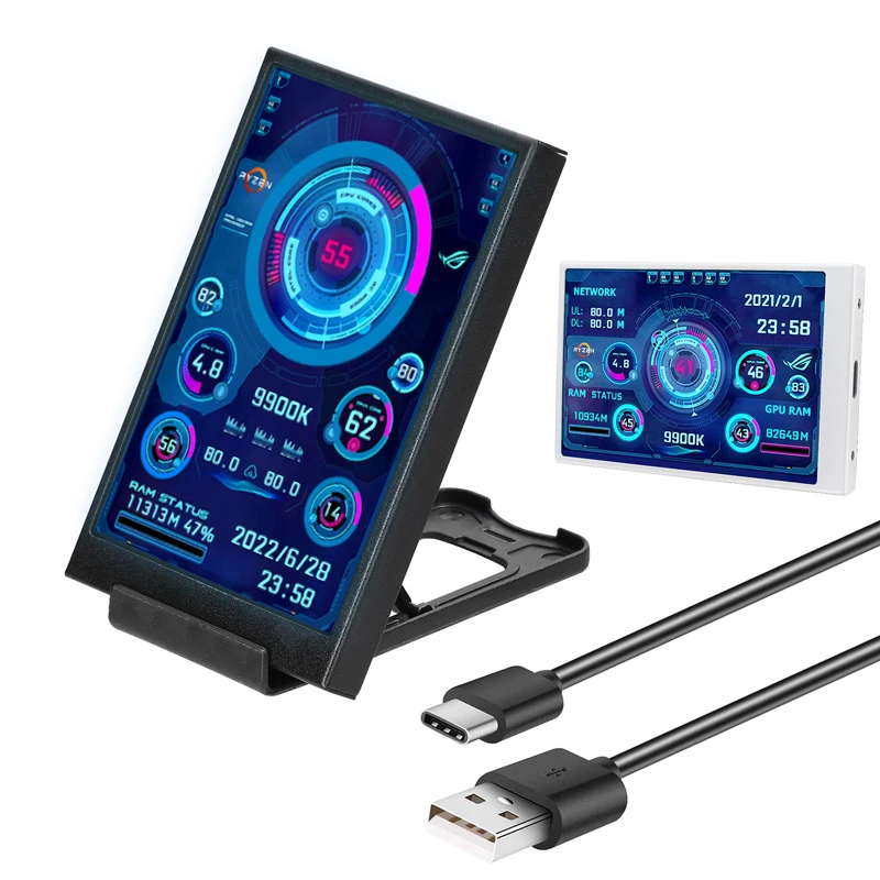 3.5 Inch IPS Type-C Screen 480*320 Secondary Screen CPU GPU RAM HDD USB Monitor Freely AIDA64 Mini Display
