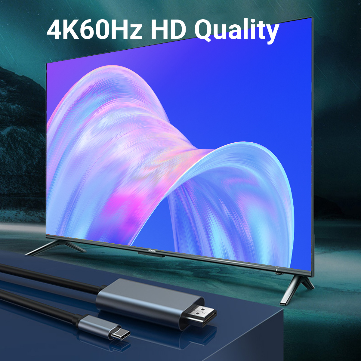 4K 60Hz TYPE C to HDMI Cable USB C to HDTV Adapter HDMI-Compatible for TV Converter MacBook Air iPad iPhone 15 16 17 Samsung