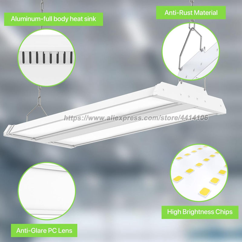 ไฟถาดไฟ LED 150W 20250lm เชิงเส้นสำหรับร้านค้าไฟเบย์สูงสำหรับโรงรถไฟเชิงพาณิชย์สำหรับเวิร์คช้อปซูเปอร์มาร์เก็ต