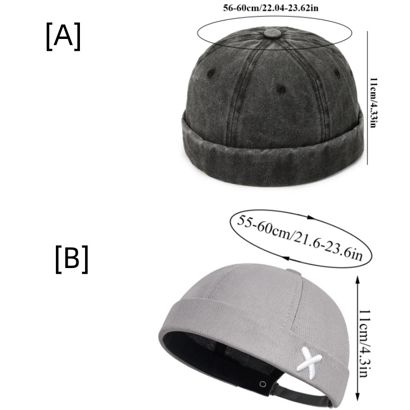 Fashion Denim Docker Cap Brimless Hat Solid Skullcap Solid Color Sailor Cap Beanie Hats Men Women Bucket Cap Adjustable Dad Hat