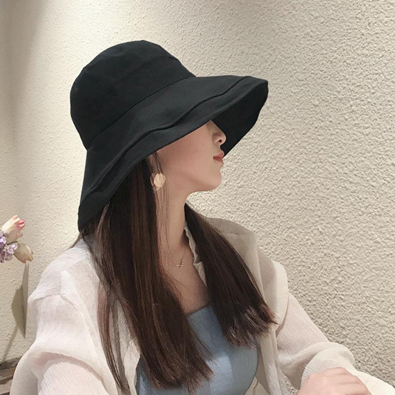 黒釣りキャップ女性の夏の太陽の帽子ビーチサイド UV 保護サイクリング新スタイル日焼け止め顔カバー大きなつば帽子
