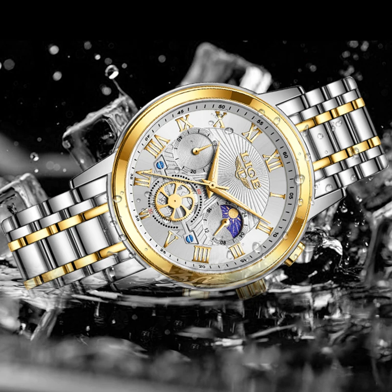 LIGE, nuevo reloj de pulsera creativo de acero para mujer, relojes de pulsera para mujer, reloj de lujo para mujer, reloj femenino resistente al agua a la moda