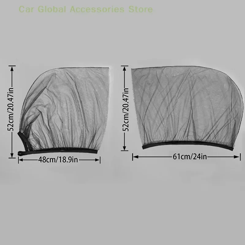車の後部窓用日よけ,UV保護メッシュ,蚊防止,日光,プライバシー保護,折りたたみ式カーテン,2個