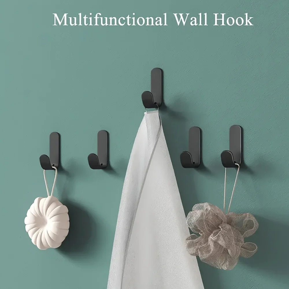 6Pcs Strong Self-Adhesive J-hook Waterproof Adhesive Hanging,Bathroom Towel Key Kitchen