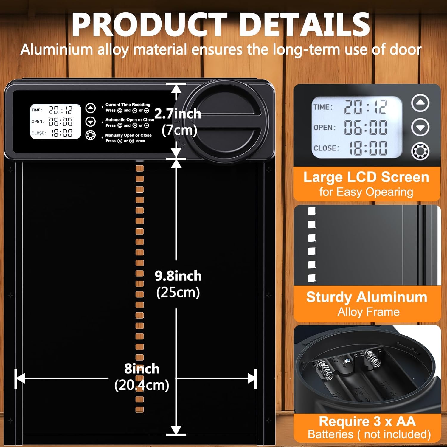 Automatyczne drzwi do kurnika Inteligentny timer Elektryczny aluminiowy otwieracz czasowy Automatyczne drzwi do kurcząt Narzędzie do automatycznego zarządzania farma