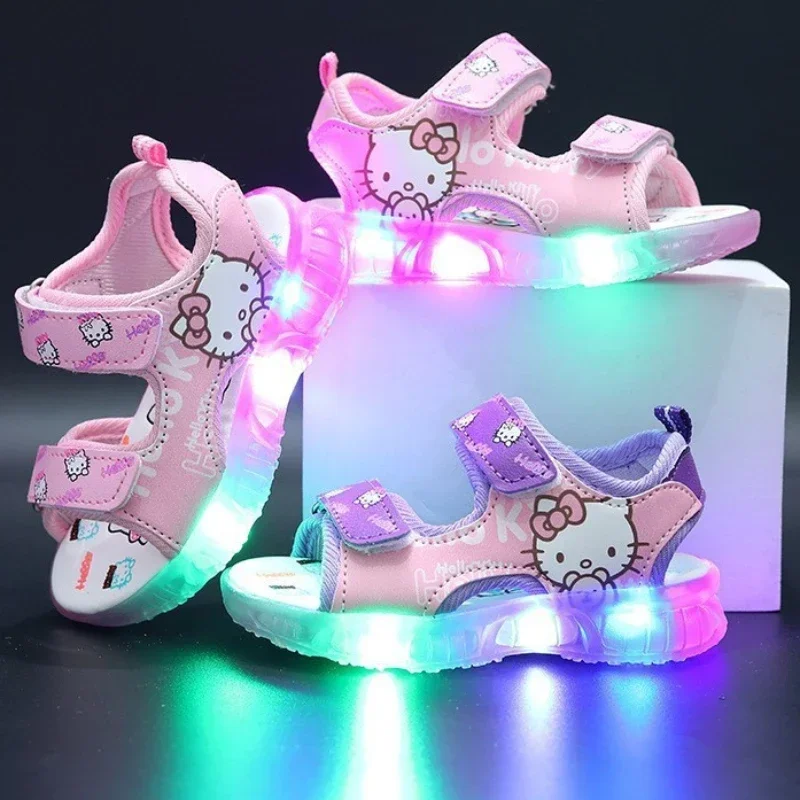 2024 frühling sommer neue sandalen schuhe weiche sohle mädchen kinder baby blinkende kleine mädchen nette prinzessin mode