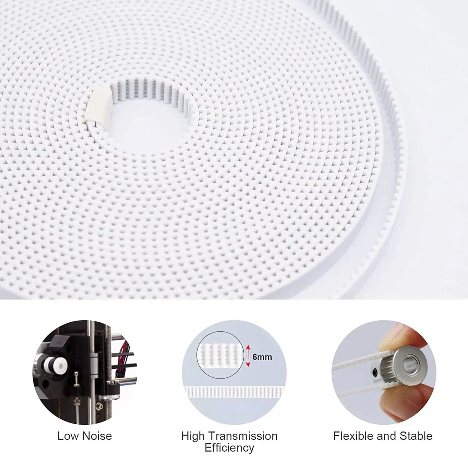 Correia dentada gt2 de impressão 3d, correia dentada aberta gt2 2mm passo 6mm largura fibra de vidro de borracha adequada para reprap prusa mendel rostock