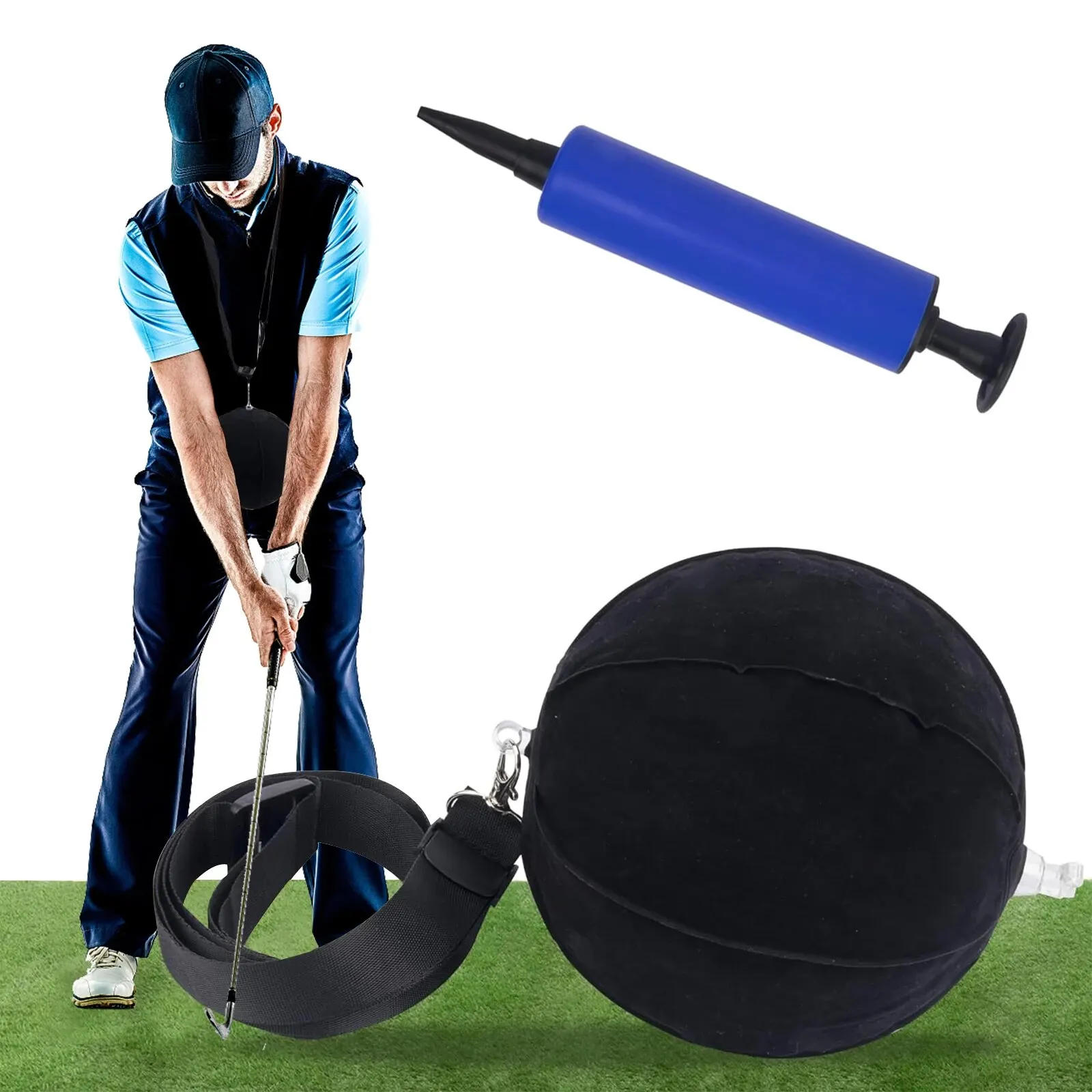 Clearance_Golf Swing Training Aids Smart Ball Trainer with Inflator Pump for Posture Correction Adjustable Intelligent Arm Motio