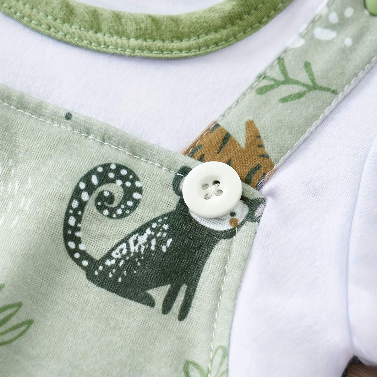 IURNXB Schattige baby dierentuin dierenprint romper voor jongen pasgeboren baby faux tweedelige bodysuit met korte mouwen casual speelkleding