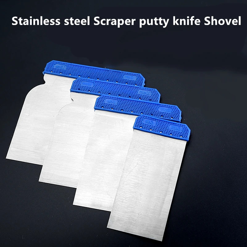 4 Pezzi Shankless Lama Strumenti di Pittura Coltelli di Riempimento Raschietto Stucco Coltello da Parete intonacatura Lama di Pulizia Pala Mano Construttore