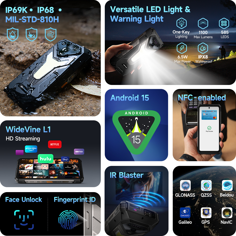【World Premiere】Ulefone Armor 34 Pro 5G AI Rugged Phone 25500mAh Up to 32GB+512GB Built-in Projector 120Hz 6.95" NFC Smartphone
