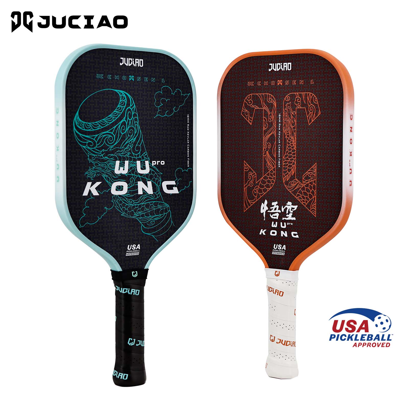 Juciao USAPA – palette de Pickleball en Fiber de carbone Kevlar approuvée par l'USAPA, Surface texturée thermoformée avec bord en mousse