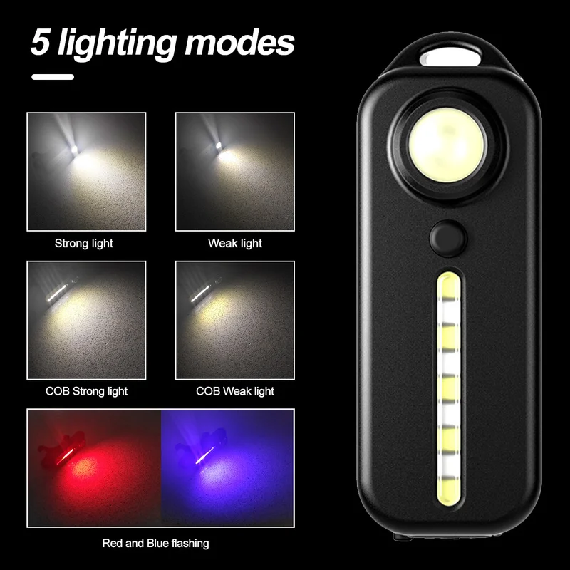 Đèn LED Mới Đỏ Xanh Dương Thận Trọng Khẩn Cấp Cảnh Sát Ánh Sáng Có Kẹp USB Sạc Vai Nhấp Nháy Cảnh Báo An Toàn Xe Đạp Đuôi Đèn