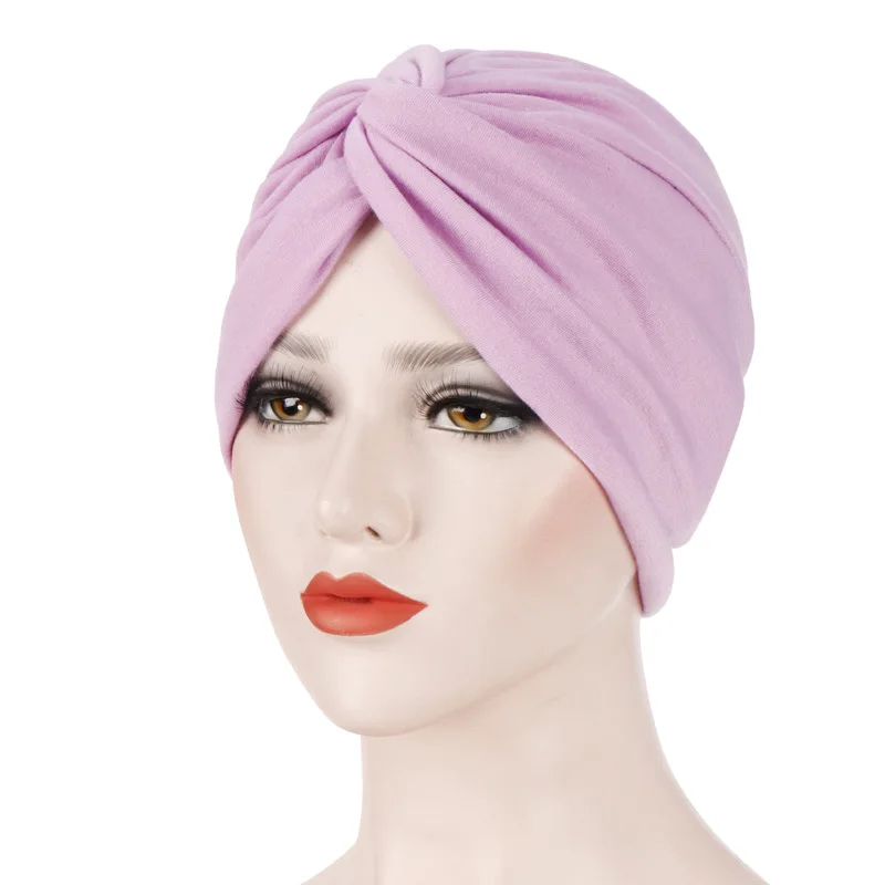 Elástico cor sólida pré-amarrado hijab envoltório cabeça cachecol chapéus turbante muçulmano gorro para mulheres chapéu interno moda feminina turbantes bonés