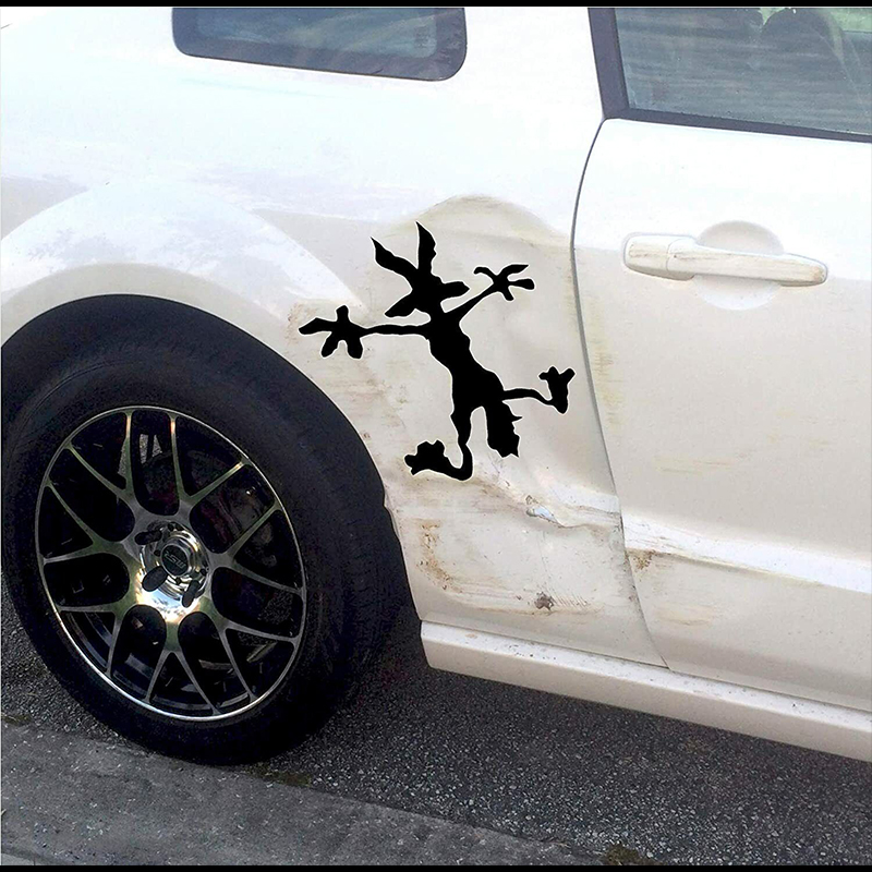 ワイリー E コヨーテ デント修正車デカールステッカー壁に当たるデカール車トラックカースタイリングカーアクセサリー Pegatinas パラコシェ