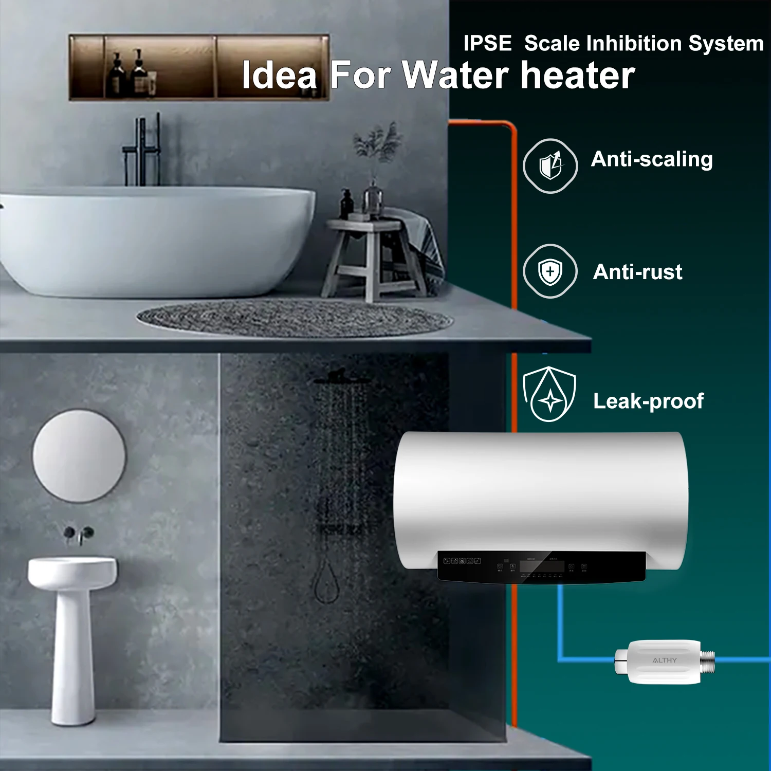 ALTHY IPSE Terminal Scale ยับยั้ง Water Softener System Descaler Anti Limescale & Hard Water สําหรับเครื่องทําน้ําอุ่นฝักบัวกรอง