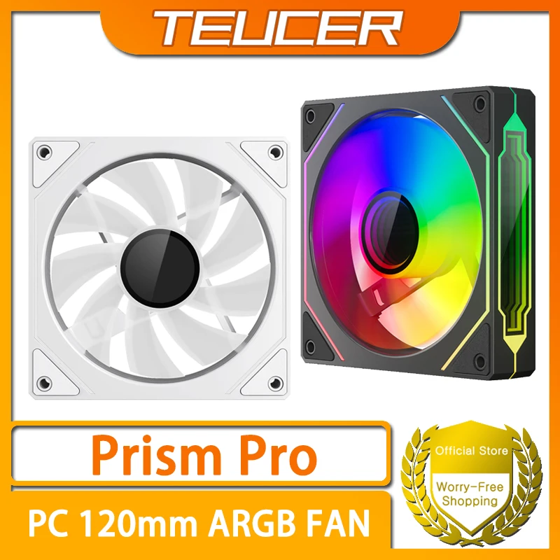TEUCER Prism Pro 120 mm Gehäuselüfter ARGB 12 cm Kühlset 4PIN PWM Silent Hydraulic Bearing PC-Gehäusekühlerlüfter