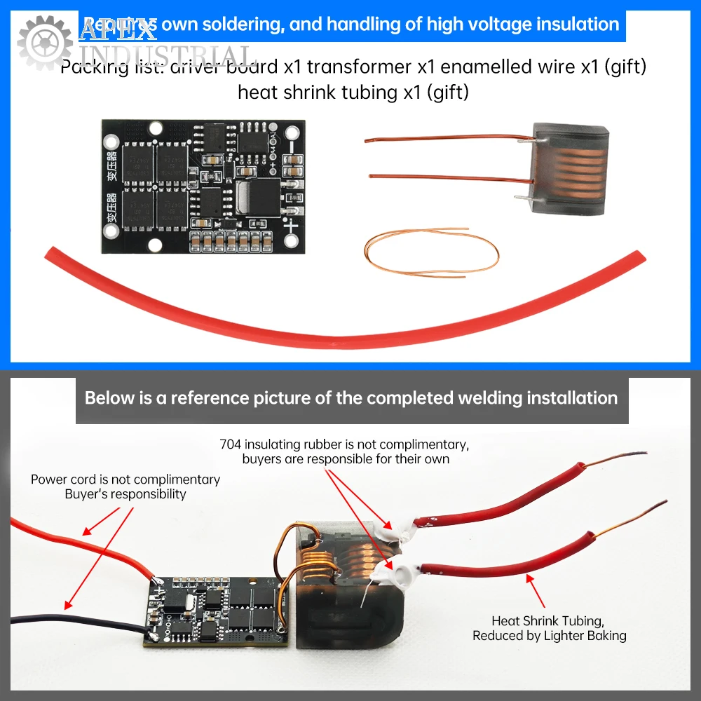 10kV-25kV High Frequency DC High Voltage Arc Ignition Generator Inverter Boost Step Up DIY Kit Core Transformer Suite 12V 70W