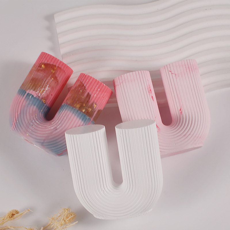 U Shape Candle Silicone Mold DIY Striped Arch Scented Candle Making Wax Mould Plaster Resin Ornament Craft Mold Home Decoration