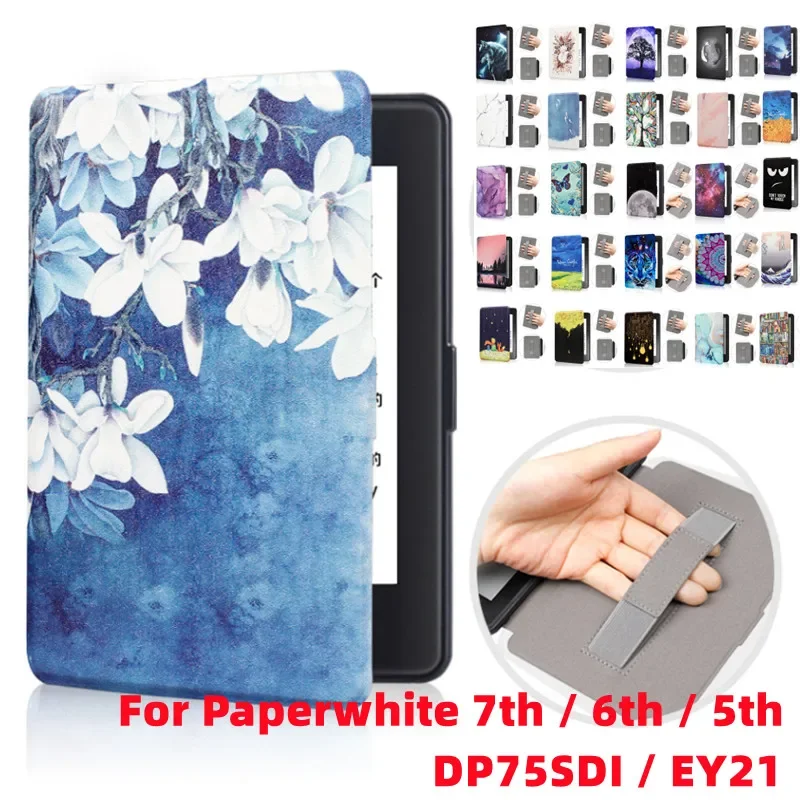 Funda carcasa impresa para Kindle Paperwhite 7. a 6. a 5 a generación 2015 2013 2012 lanzamiento DP75SDI EY21 funda magnética inteligente para dormir