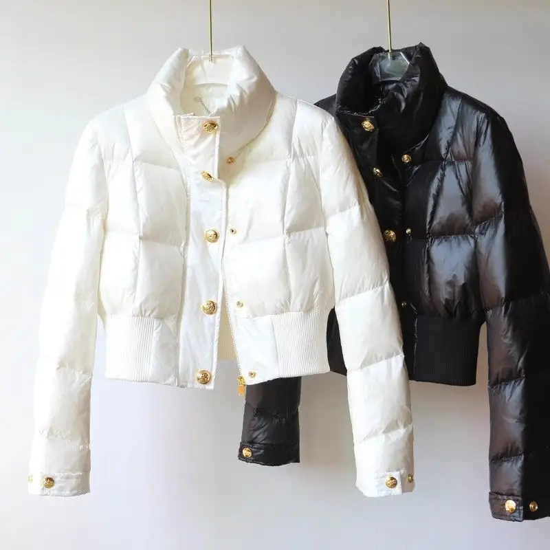 High-end Koreaanse korte winterjas Dames Opstaande kraag Warme parka Pufferjas Lichte jas Outdoor Winddichte bovenkleding Knop