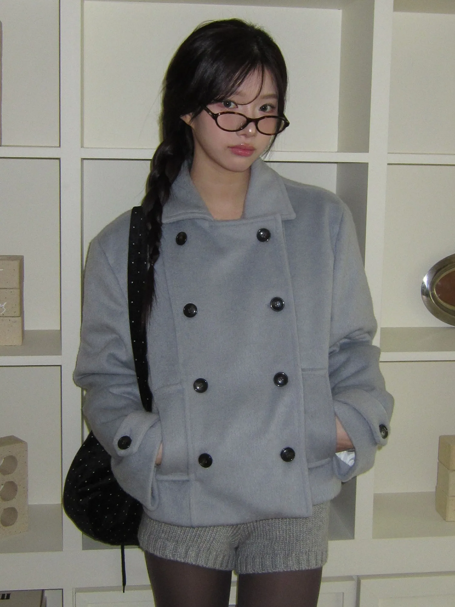 Retro escola sle japonês menina colar duplo fileira botão algodão ort casaco de lã jaet primavera outono inverno feminino faion