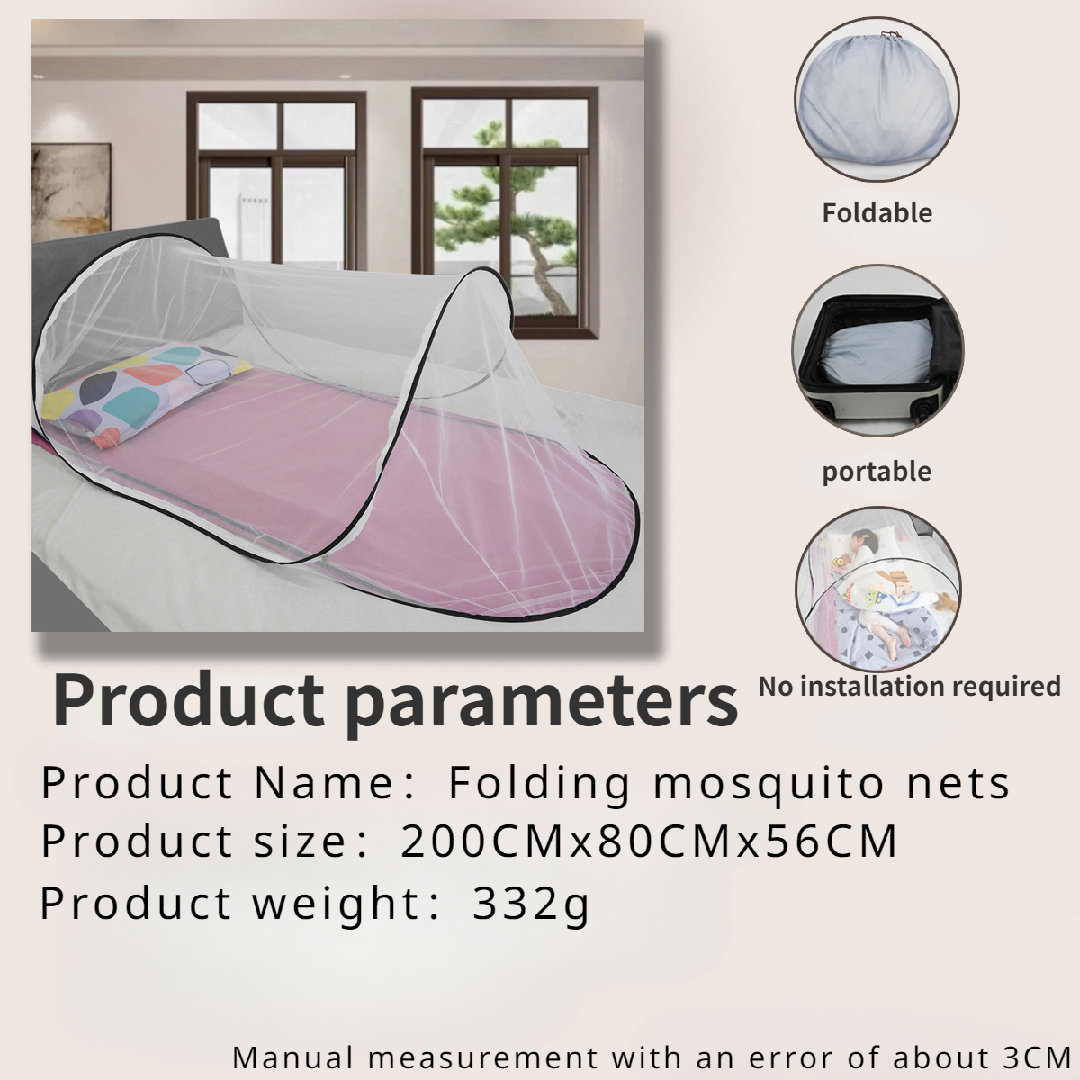 Outdoor Camping Muskietennetten Familie Picknicks Reizen Klamboe Opvouwbare Draagbare En Installatie Gratis Muskietennetten Bed Tent