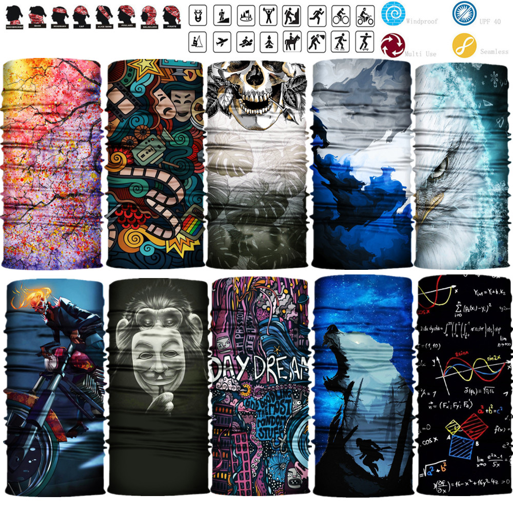 1950-2000 バンダナサイクリング目出し帽高弾性シームレスバンダナ抗 UV フェイスマスクネックバフ男性女性スカーフチューブフェイスシールド