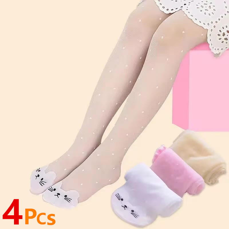 4 pçs/lote verão primavera doce cor dos desenhos animados meninas meia-calça ballet dança collants para crianças meia-calça de veludo