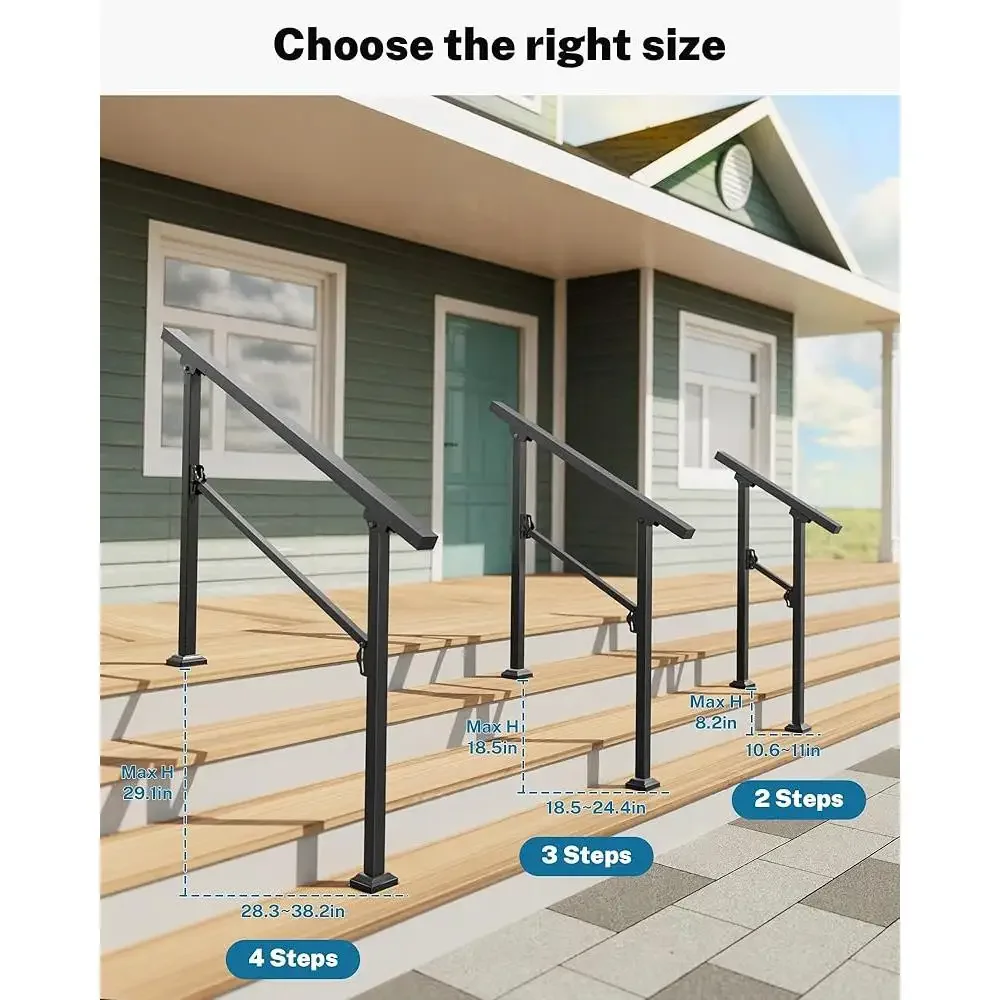 Outdoor Indoor Handrails Steps Adjustable Wrought Iron Railings Stair Railing Easy Install Safety Support Durable Non Slip