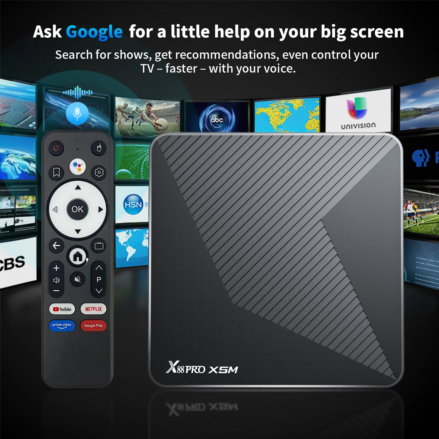 Android 14.0 X88 PRO X5M Smart TV Box Wifi6 Amlogic S905X5M 4K Sprachassistent Media Player Set Top Box 2GB 4GB 16GB 32GB 64GB