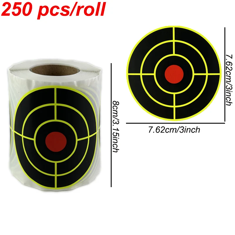 200 PCS/250 PCS/ม้วน 3 "Self กาวเป้าหมายการยิงสติกเกอร์ Splatter Splash AMP Reactive การฝึกอบรมการล่าสัตว์สติกเกอร์
