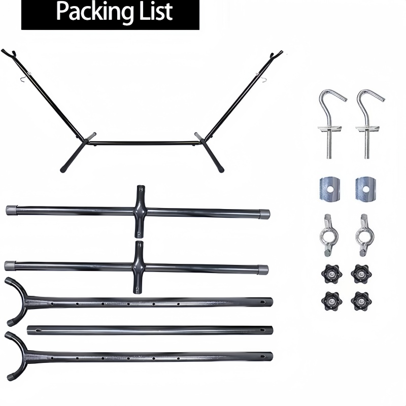 Marco de hamaca para acampar al aire libre, desmontable, fácil de llevar, estabilización de refuerzo, soporte de suelo de hierro, muebles de interior y exterior