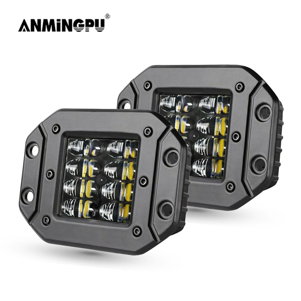 Anmingpu 2x5 "barra de luz de trabalho led de montagem embutida off road 12v 24v 40w feixe de ponto led pods barra de luz para carro caminhão atv jeep farol