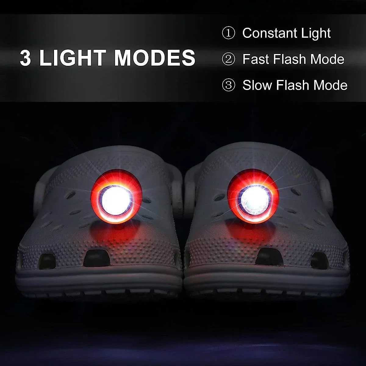 2 PC ไฟหน้าสําหรับ Croc ไฟขนาดเล็กโหมดรองเท้า Charms Clog รองเท้าแตะรองเท้าตกแต่ง Running Camping ตลกรองเท้าอุปกรณ์เสริม